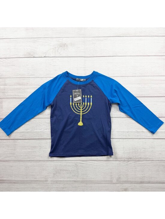 Millie & Maxx Other - Millie & Maxx Boys Hanukkah Blue Raglan Long Sleeve T-Shirt NWT 4